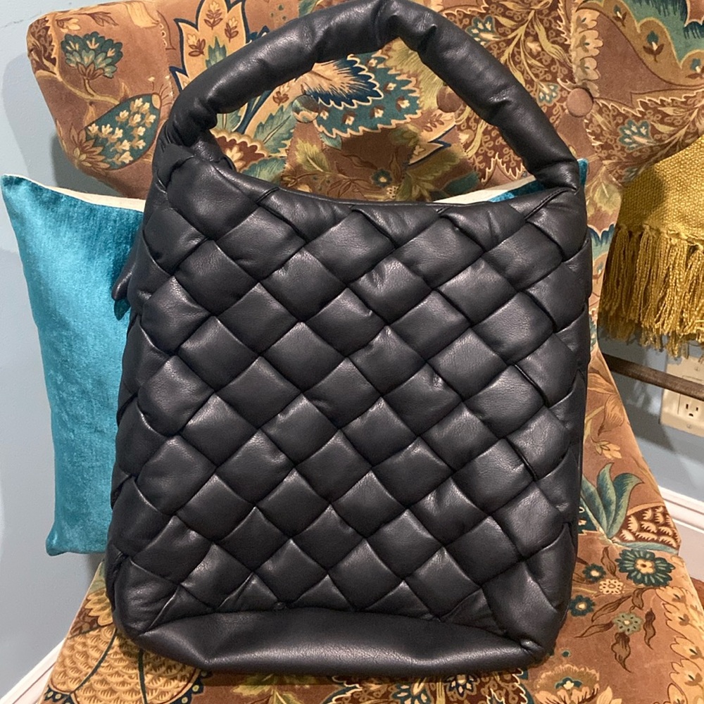 New black faux leather oversized bag